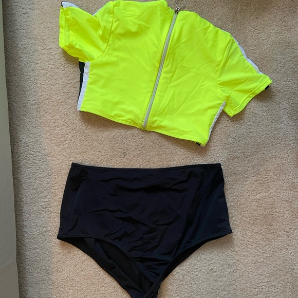 matte swim Other - Neon Green and Black Bikini Bottom and Top